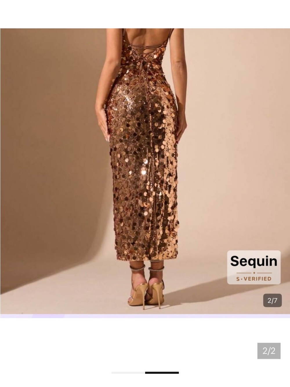Gold Sequin Bodycon Dress & Black Iridescent Sequin Dress - Picture 3 of 3